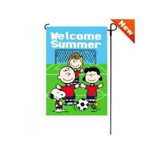 Welcome Summer SNOOPY PEANUTS GANG Garden Flag 28"x40 40248 SOCCER Lucy Patty NU
